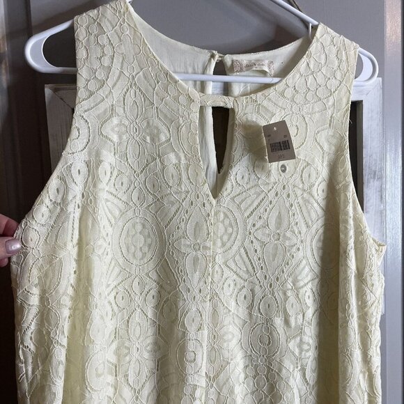 NWT Altar’d State Size M Cream Lace Dress Sleeveless Short Shift Fully Lined - Picture 2 of 10